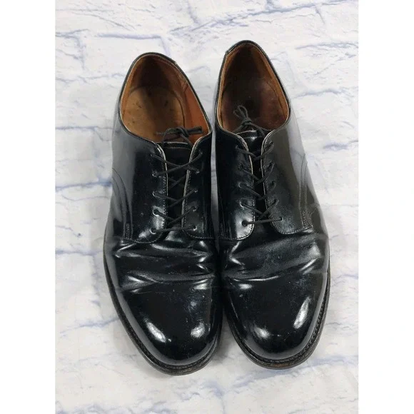 Craddock Terry Shoes MENS 10 Military Dress Oxford High Gloss Black VINTAGE 1992